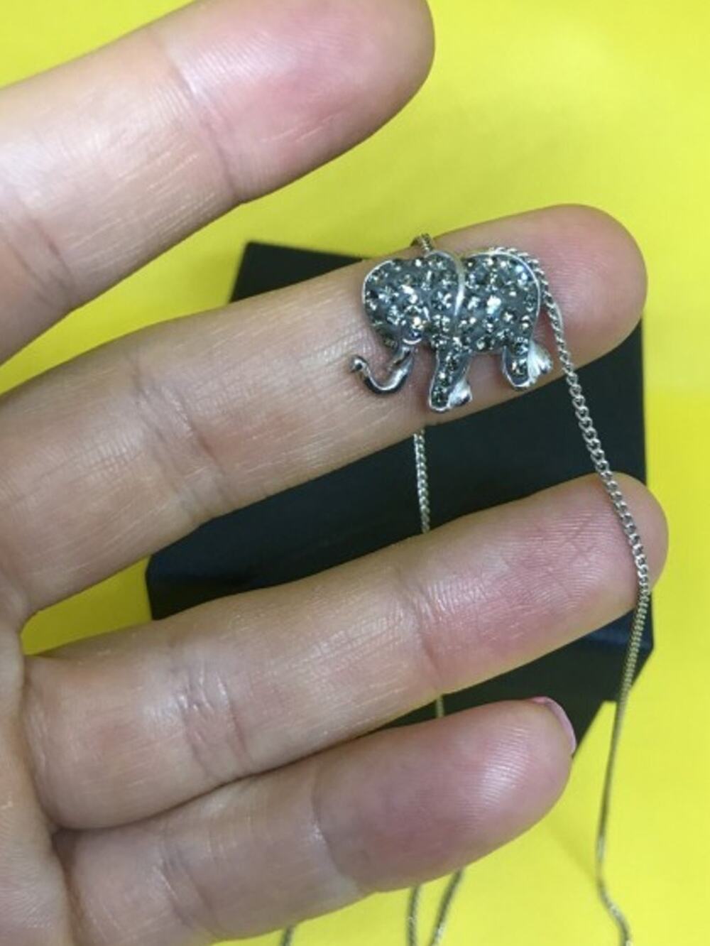 925 Sterling Silver CZ Elephant Chain With Pendant